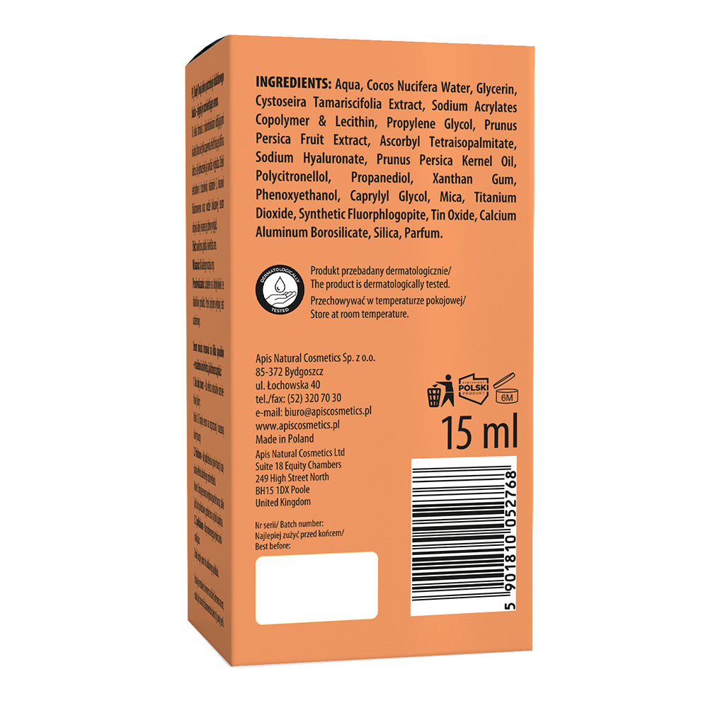 Apis Peachy Skin Valgust Peegeldavate Osakestega Näoseerum 15ml – toote vaade 2